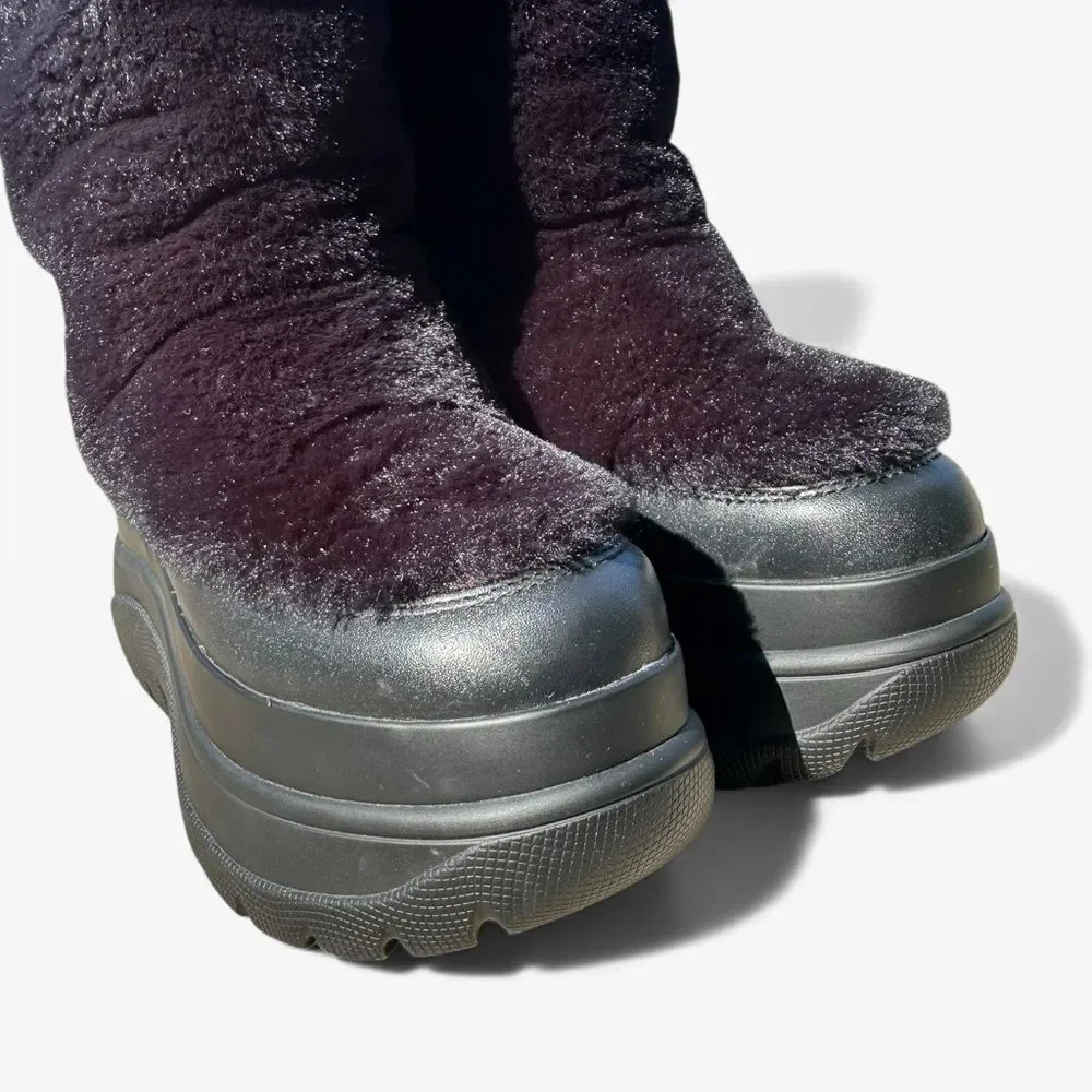 Michael Kors Gamma Black Faux Fur Platform Boots Size 5 Chunky Winter Minimalist